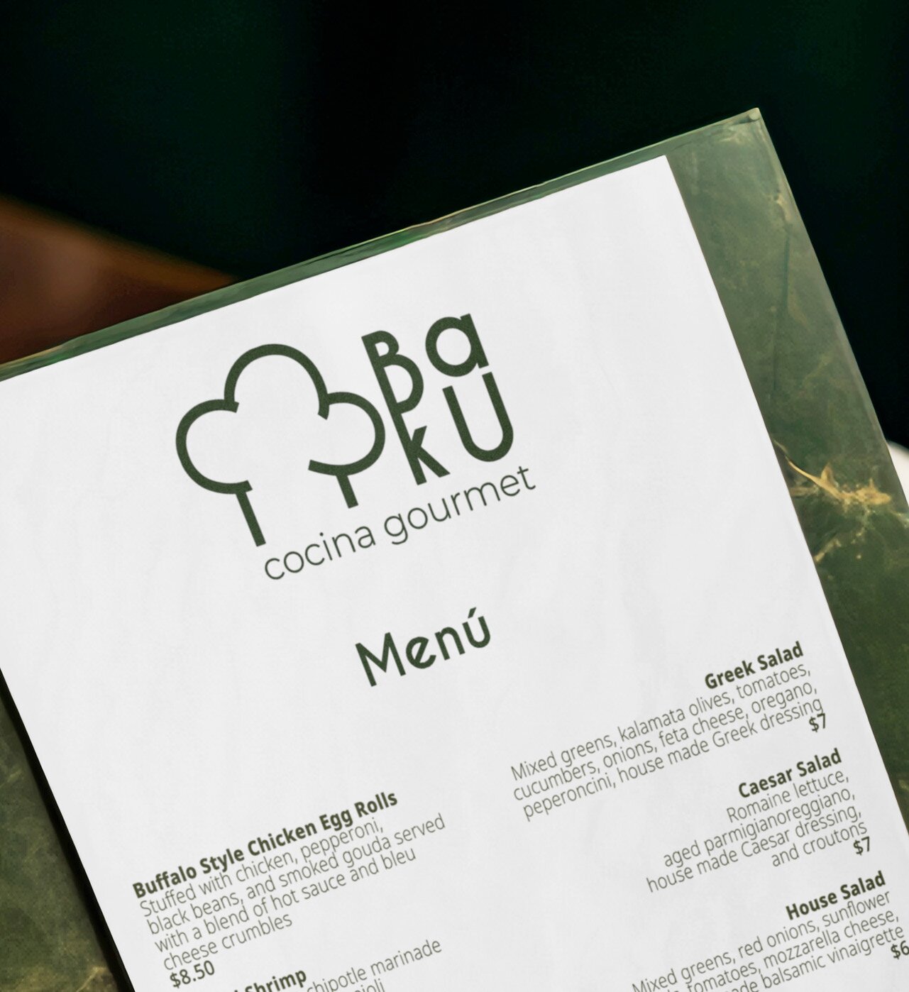 Carta de Baku Cocina Gourmet